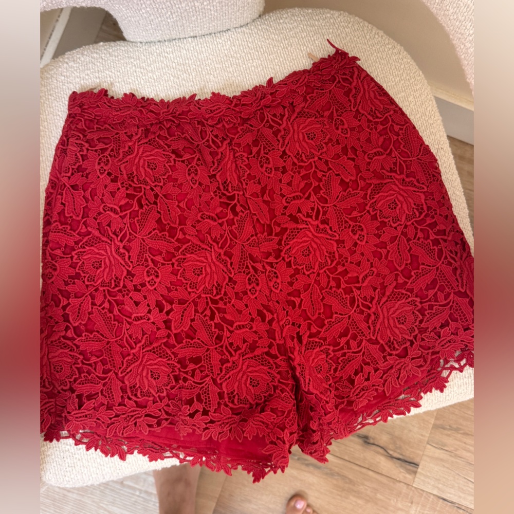Valentino Red Crochet Shorts
